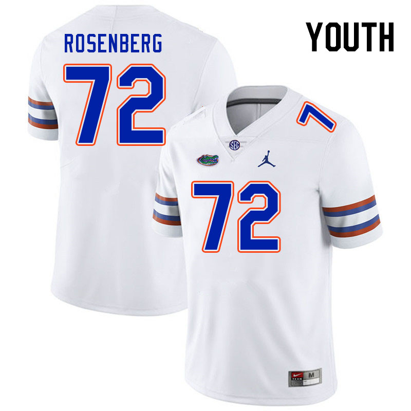 Youth #72 Bryan Rosenberg Florida Gators College Football Jerseys Stitched Sale-White - Click Image to Close